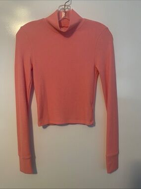 American Eagle Pink/Peach Thermal Mock Turtleneck Shirt Size Small